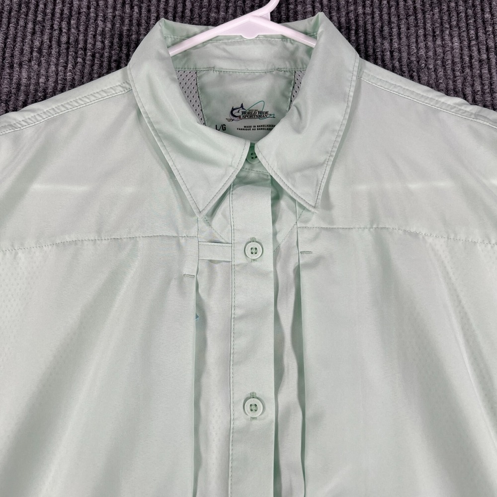 World Wide Sportsman Shirt Womens Large Green Long Sleeve Button Up Outdoor